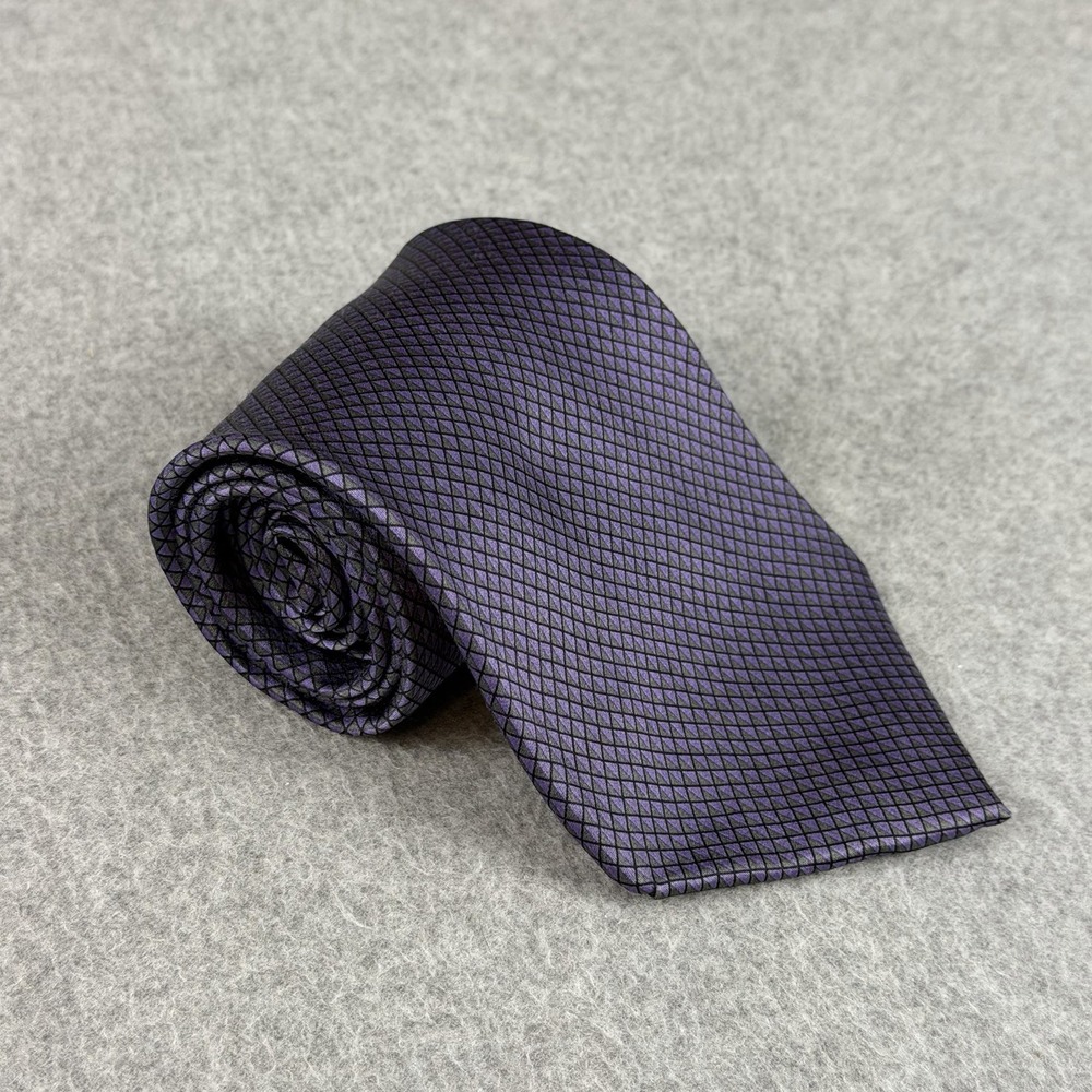Stonehenge Purple Black Geometric Diamond Silk Tie 100% Made in Mexico 56x3.6"
